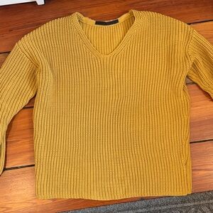 Jenni Kayne Mustard Yellow Ribbed Knit Sweater